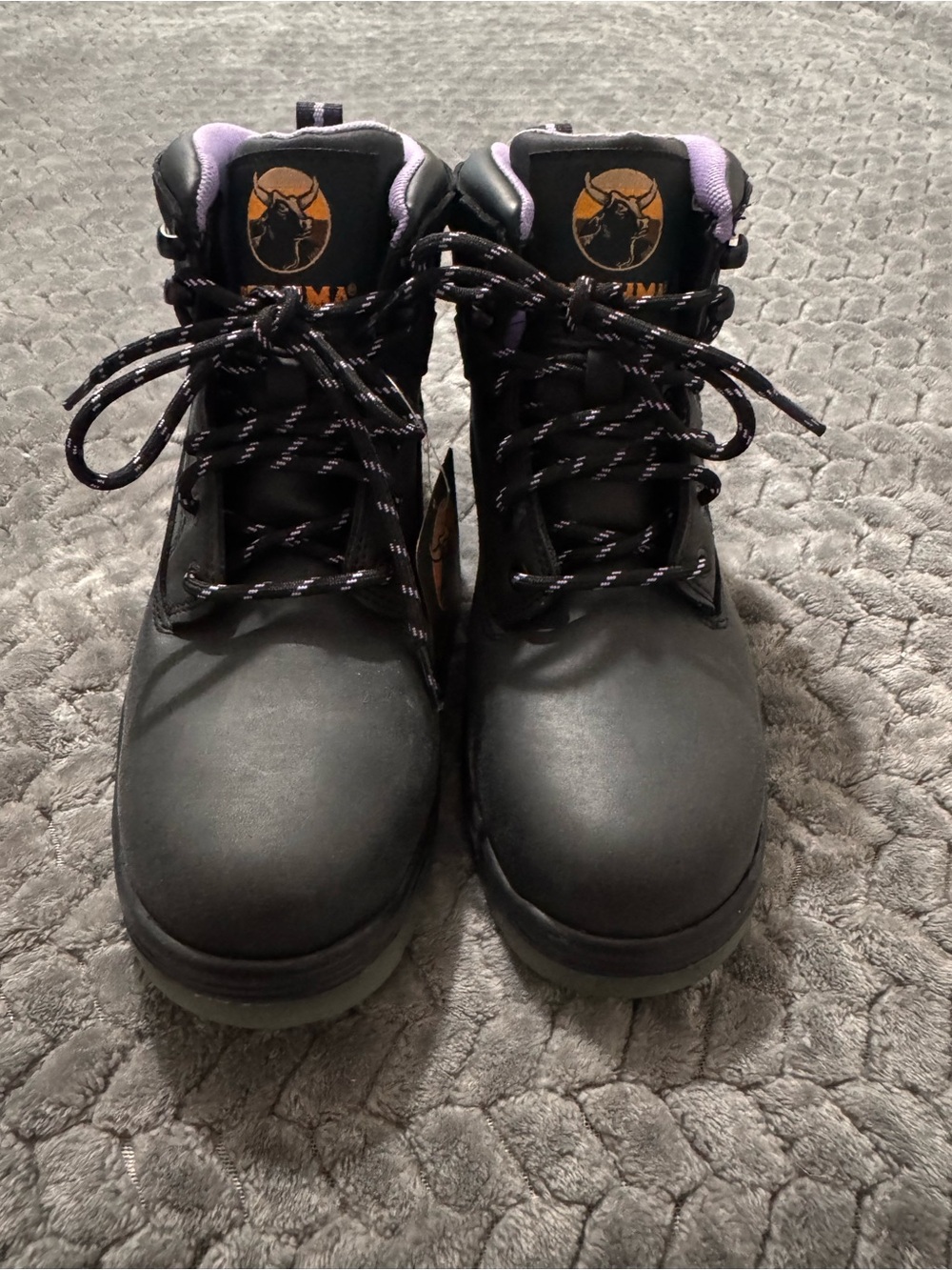 Brahma Women’s Black Boots with Purple Trim - Lace-Up Outdoor Style